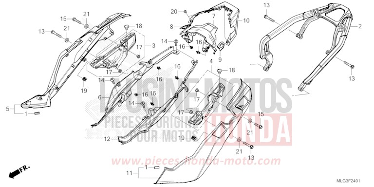COUVERCLE LATERAL/PORTE-BAGAGE ARRIERE (2) de Africa Twin DCT PEARL GLARE WHITE (NHB53H) 2022
